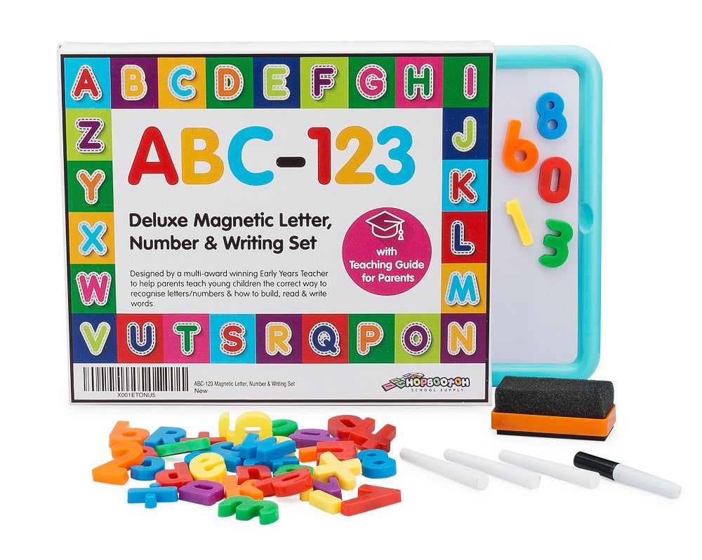 GREAT FOR HOME LEARNING - ABC-123 Children's Magnetic Letter, Number & Writing Set.