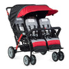 Foundations Quad Sport - 4 Child Stroller (Red/Black) with FREE rain cover.